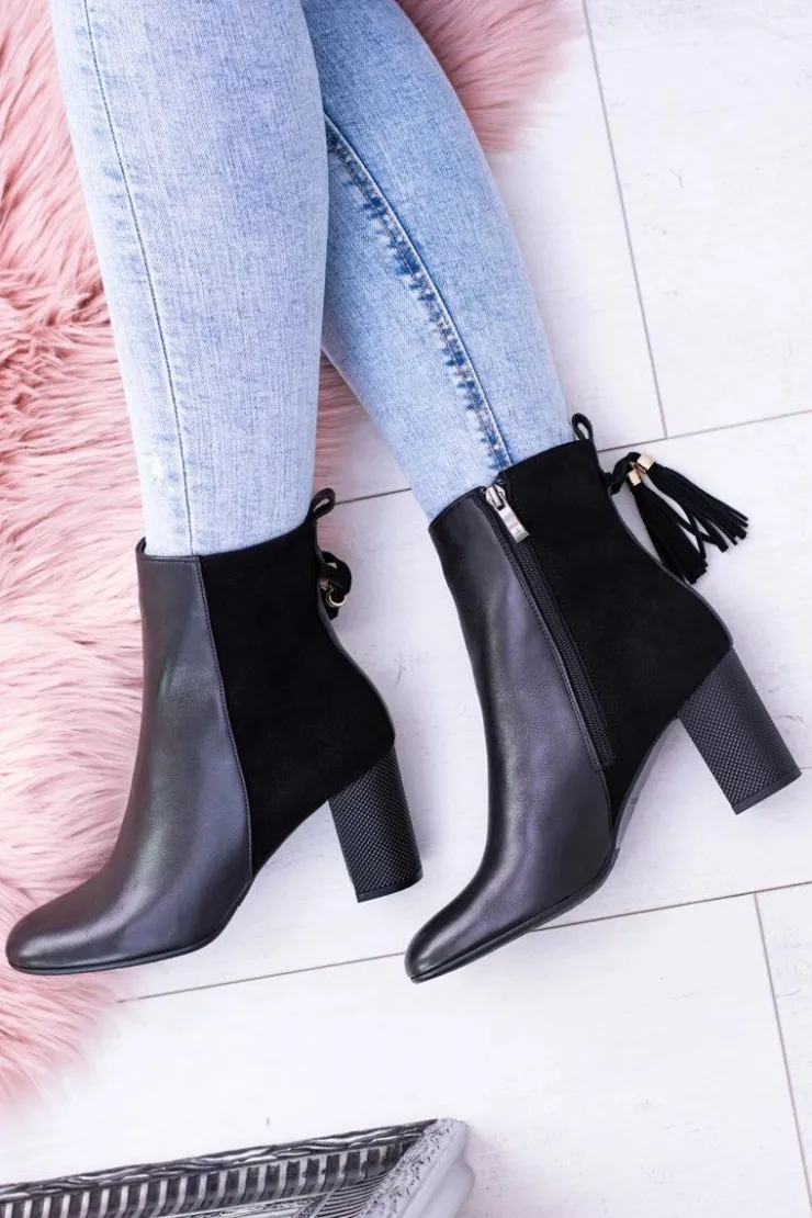 Laura Messi Botki Na Słupku|Botki Na Obcasie*Czarne Damskie Botki Na Słupku 1821