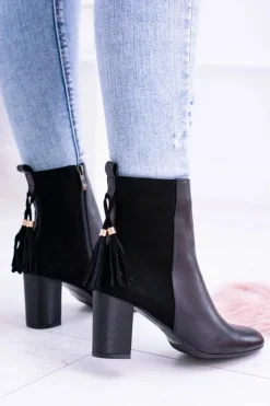 Laura Messi Botki Na Słupku|Botki Na Obcasie*Czarne Damskie Botki Na Słupku 1821