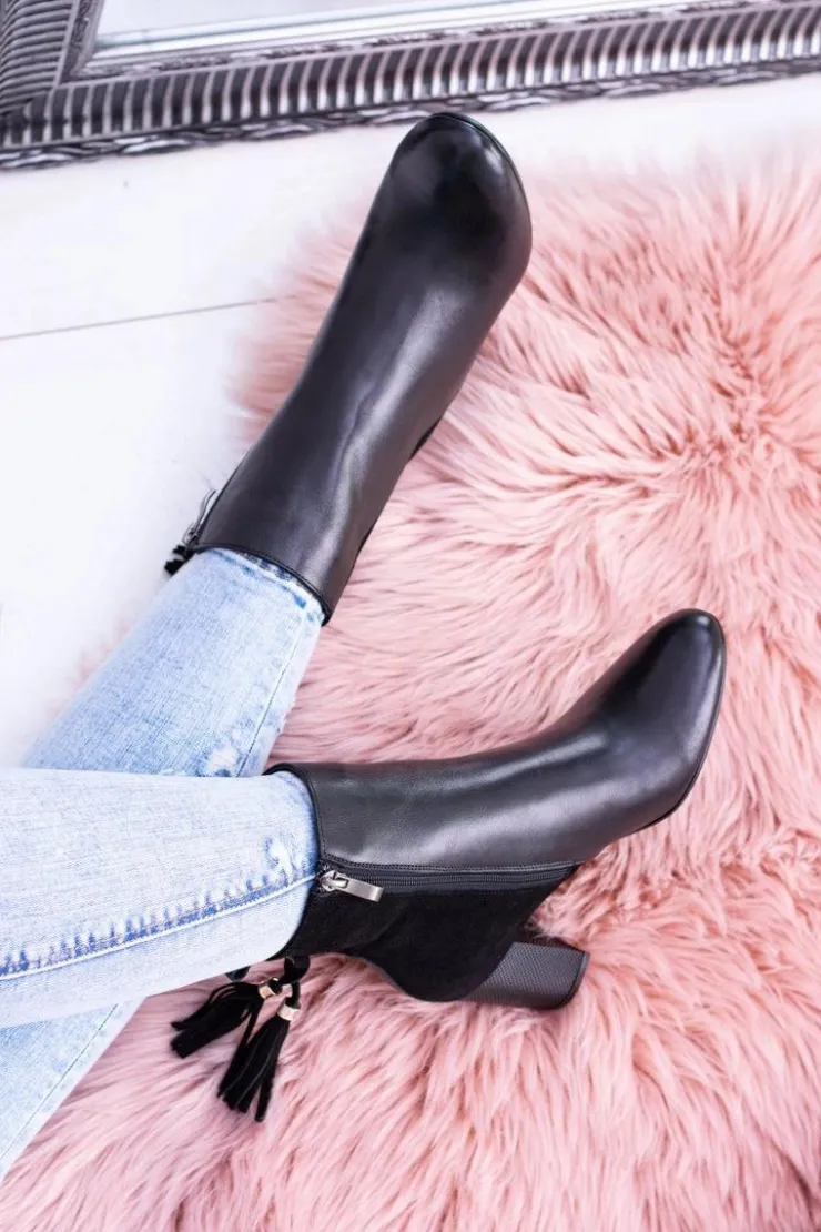 Laura Messi Botki Na Słupku|Botki Na Obcasie*Czarne Damskie Botki Na Słupku 1821