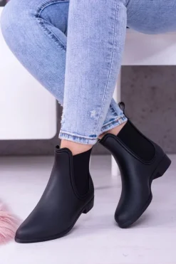 Boto Kalosze Damskie*Czarne Damskie Kalosze Sztyblety Amara