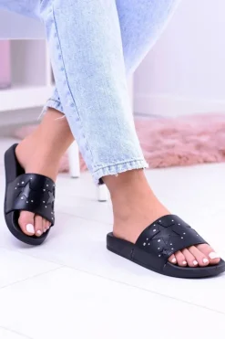 Best Boto Czarne Damskie Klapki Dżety Gwiazdy Bajela