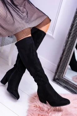 Damskie Buty Sergio Leone Czarne Damskie Kozaki Zamszowe Sergio Leone KZ271