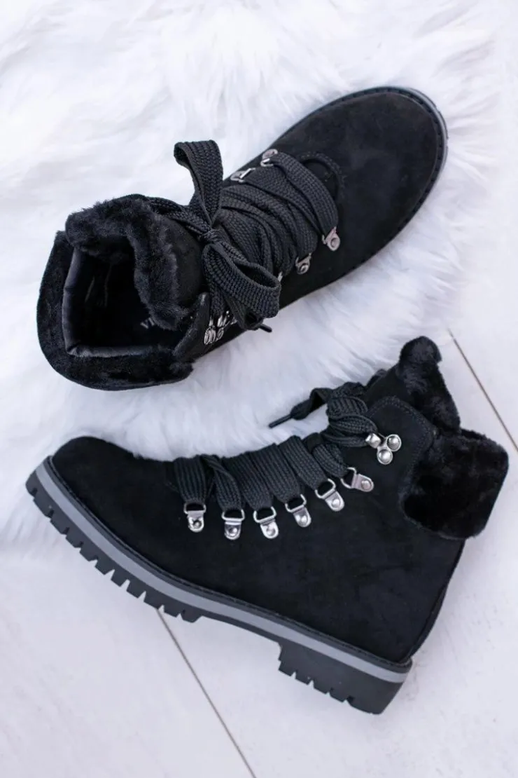 Online Boto Czarne Damskie Traperki Z Futerkiem Timberki Vices K2