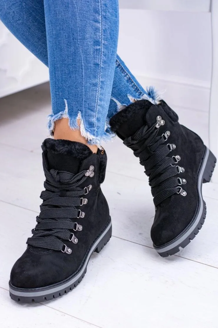 Online Boto Czarne Damskie Traperki Z Futerkiem Timberki Vices K2