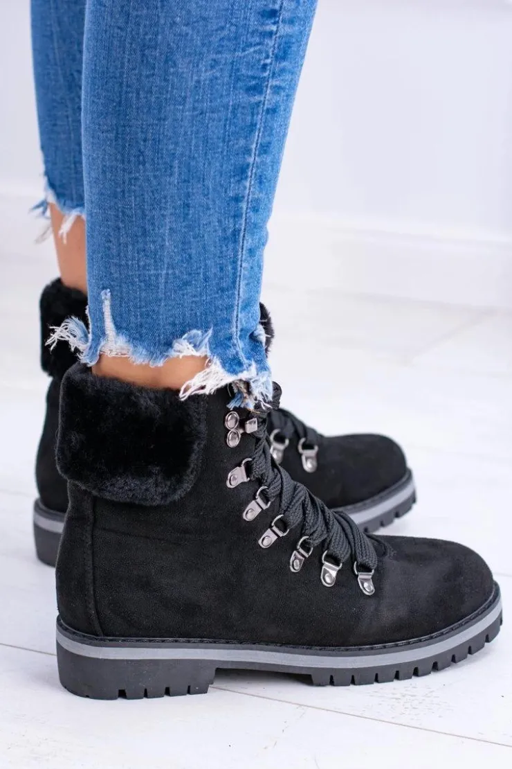 Online Boto Czarne Damskie Traperki Z Futerkiem Timberki Vices K2