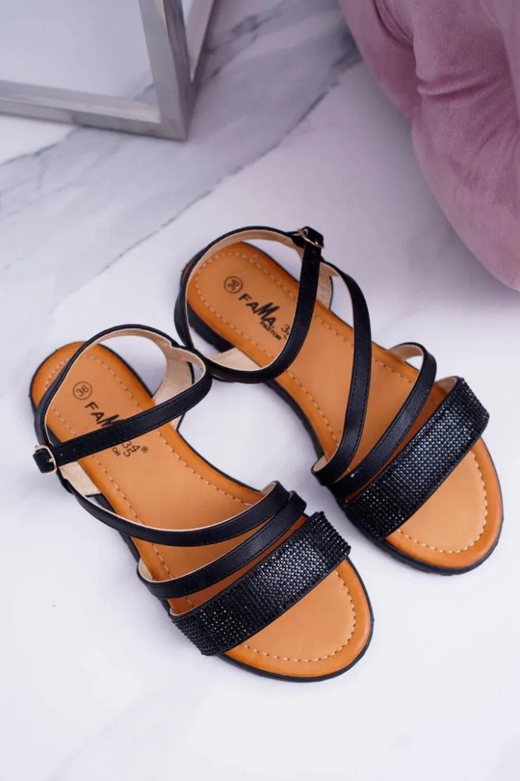 Boto Sandały Płaskie*Czarne Eleganckie Damskie Sandałki Noemie