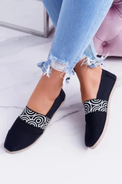 Boto Czarne Materiałowe Tomsy Slip On Circle