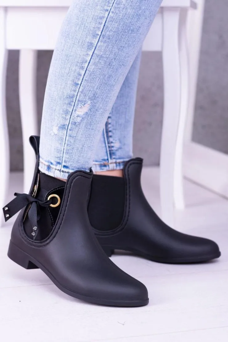 Best Boto Czarne Matowe Damskie Kalosze Sztyblety Someday