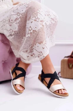 Damskie Boto Czarne Sandały Damskie Z Gumkami Itako