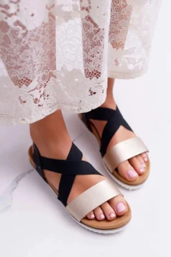 Damskie Boto Czarne Sandały Damskie Z Gumkami Itako