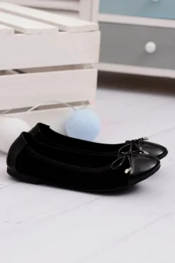 Online Boto Czarne Zamszowe Balerinki Z Kokardką Mobi