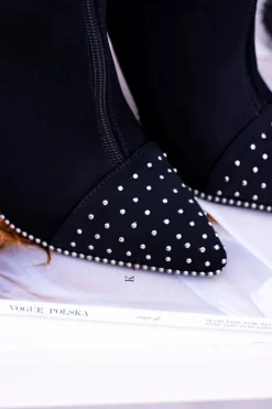 Discount Boto Czarne Zamszowe Botki na Szpilce Regio