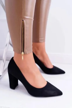 Damskie Boto Czarne Zamszowe Czółenka Satisfied