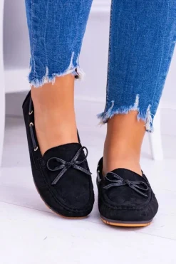 Damskie Damskie buty S.Barski Czarne Zamszowe Mokasyny Comfort Gucio