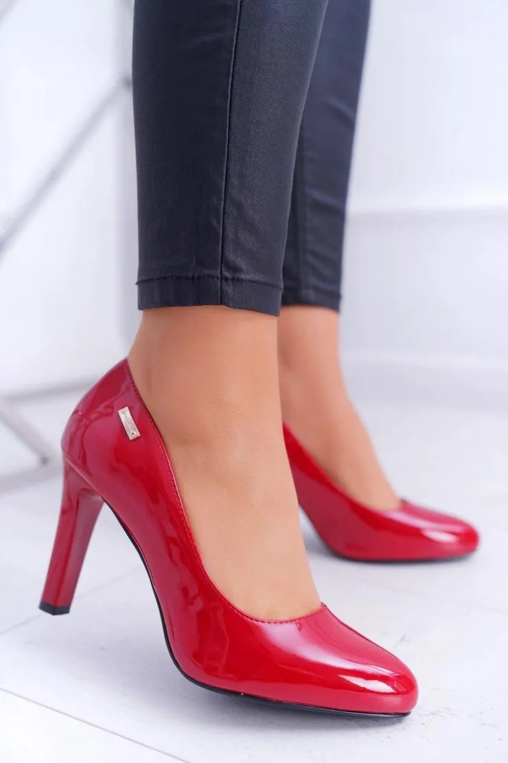 Buty Sergio Leone Czółenka Na Słupku|Czółenka Klasyczne*Czółenka Damskie Lakierowane Czółenka Sergio Leone Czerwone Campbell