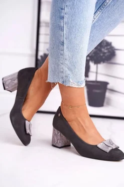 Maciejka Czółenka Zamszowe|Czółenka Klasyczne*Czółenka Damskie Zamszowe Grafitowe 3356A-43/00-1