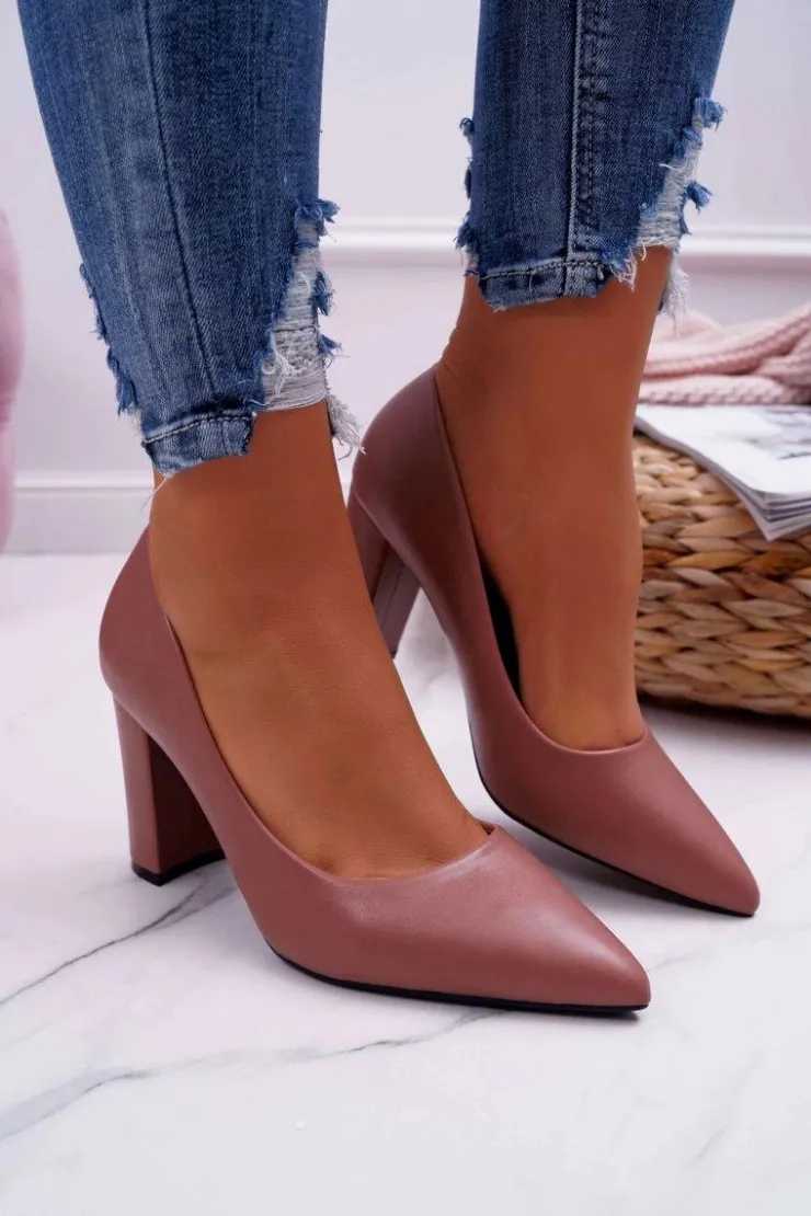 New Boto Czółenka Damskie Na Słupku Ciemny Róż Femmini