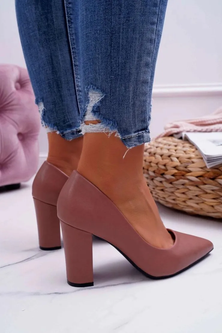 New Boto Czółenka Damskie Na Słupku Ciemny Róż Femmini