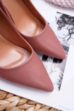 New Boto Czółenka Damskie Na Słupku Ciemny Róż Femmini