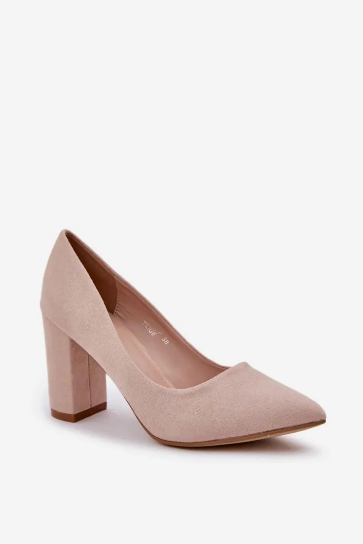 Sale Boto Czółenka Damskie Na Słupku Eko Zamszowe Beżowe Florena Beżowy