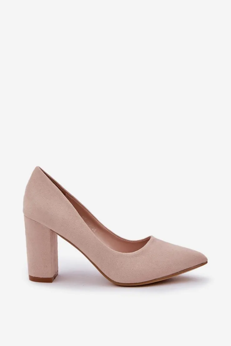 Sale Boto Czółenka Damskie Na Słupku Eko Zamszowe Beżowe Florena Beżowy