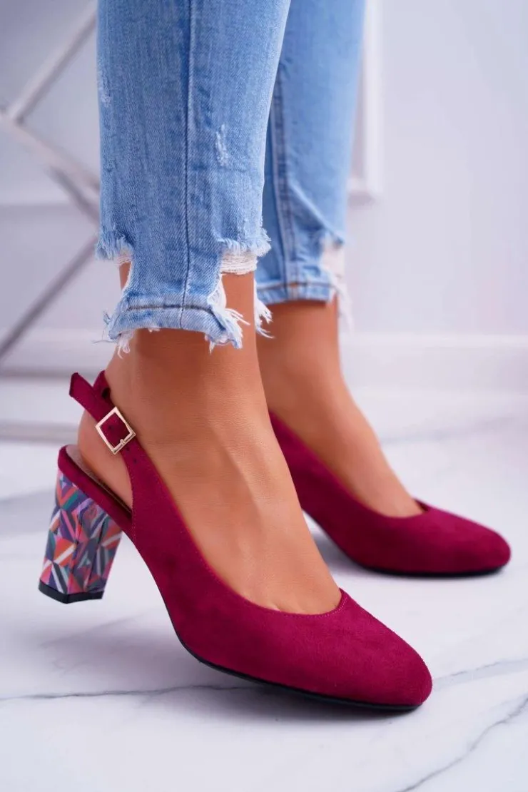 Buty Sergio Leone Czółenka Zamszowe|Czółenka Na Słupku*Czółenka Damskie Na Słupku Galanterki Sergio Leone SK788 Fuksja Lati