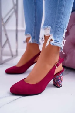 Buty Sergio Leone Czółenka Zamszowe|Czółenka Na Słupku*Czółenka Damskie Na Słupku Galanterki Sergio Leone SK788 Fuksja Lati