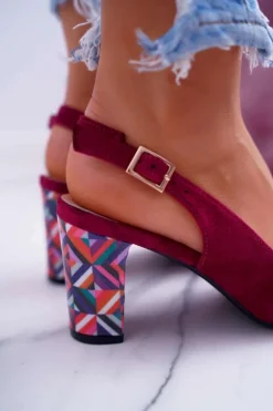 Buty Sergio Leone Czółenka Zamszowe|Czółenka Na Słupku*Czółenka Damskie Na Słupku Galanterki Sergio Leone SK788 Fuksja Lati