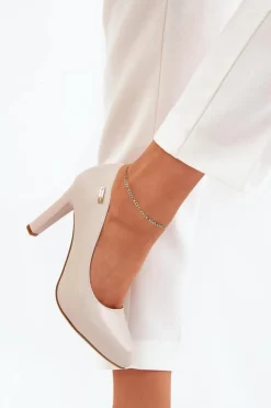 Discount Buty Sergio Leone Czółenka Damskie Na Słupku Jasnobeżowe Sergio Leone Campbell