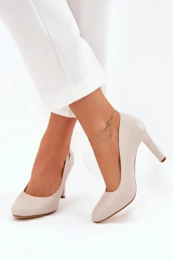 Discount Buty Sergio Leone Czółenka Damskie Na Słupku Jasnobeżowe Sergio Leone Campbell