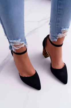 Boto Czółenka Zamszowe|Czółenka Na Słupku*Czółenka Damskie Na Słupku Panterki Czarne Ferri