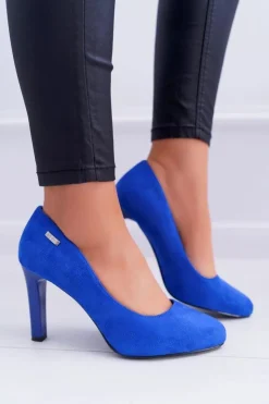 Discount Buty Sergio Leone Czółenka damskie Na Słupku Sergio Leone Zamsz Indygo Campbell