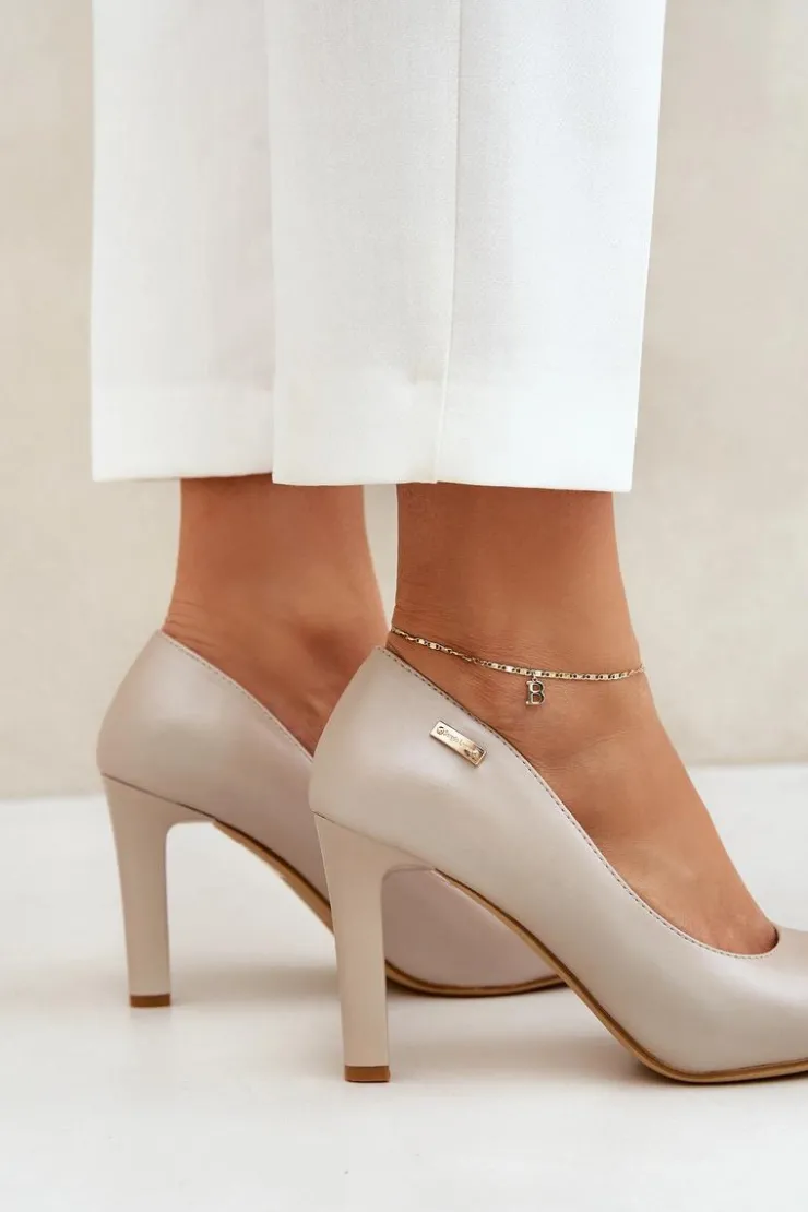 Discount Buty Sergio Leone Czółenka Damskie Na Słupku Sergio Leone Nude Perła Campbell