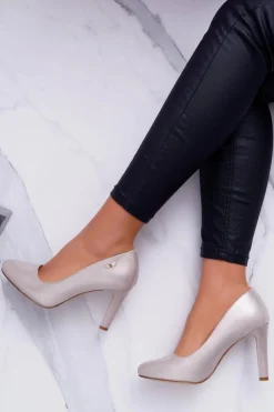 Buty Sergio Leone Czółenka Na Słupku|Czółenka Klasyczne*Czółenka Damskie Na Słupku Sergio Leone 1457 Złote Campbell