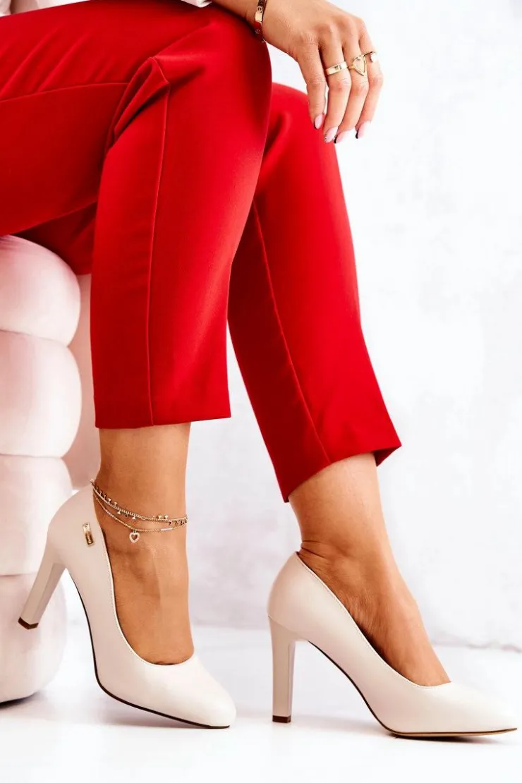 Damskie Buty Sergio Leone Czółenka Damskie Na Słupku Sergio Leone Jasnobeżowe Campbell