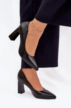 Discount Buty damskie Vinceza Czółenka Damskie Na Słupku Vinceza 62252 Czarne Czarny