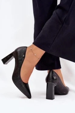 Discount Buty damskie Vinceza Czółenka Damskie Na Słupku Vinceza 62252 Czarne Czarny
