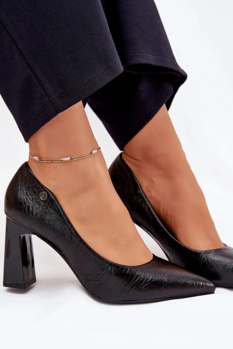 Discount Buty damskie Vinceza Czółenka Damskie Na Słupku Vinceza 62252 Czarne Czarny