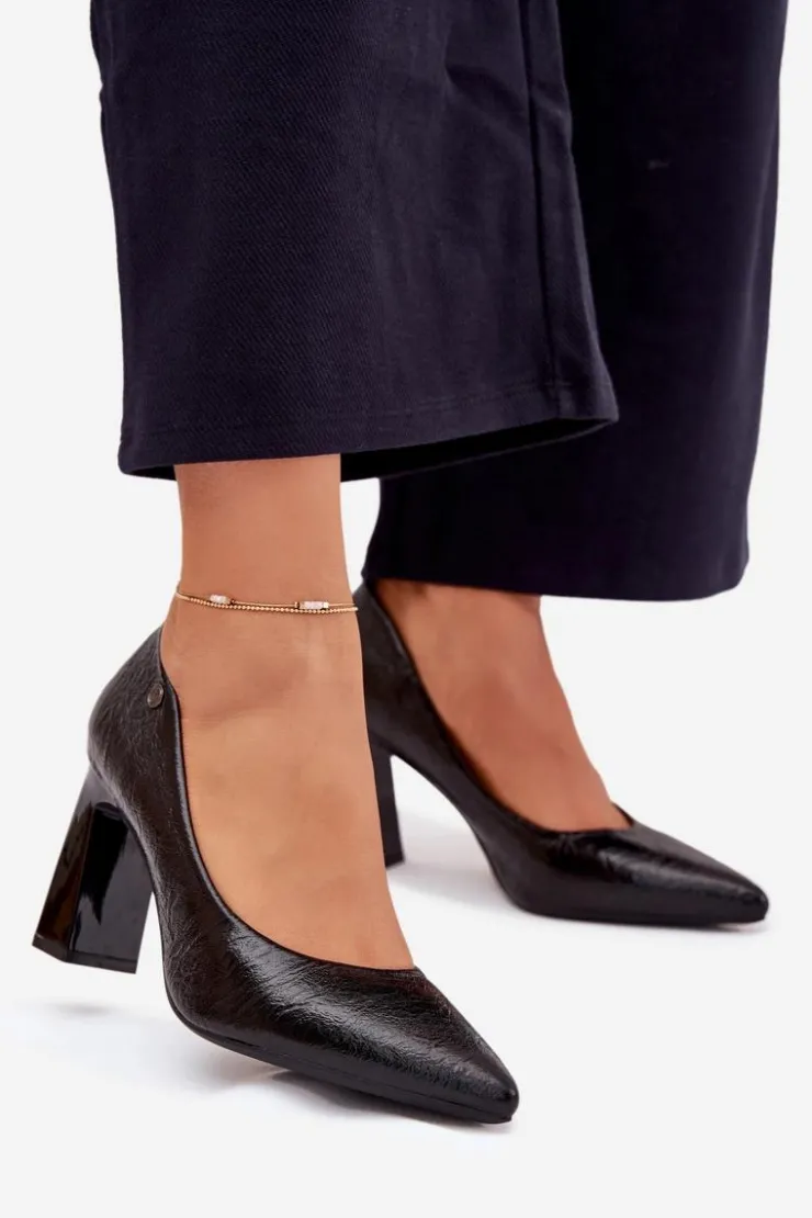 Discount Buty damskie Vinceza Czółenka Damskie Na Słupku Vinceza 62252 Czarne Czarny