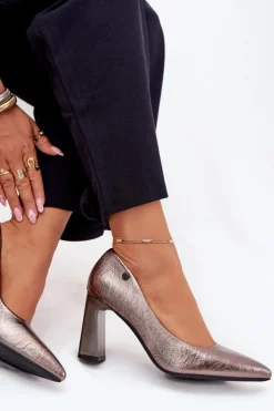 Damskie Buty damskie Vinceza Czółenka Damskie Na Słupku Vinceza 62252 Grafitowe