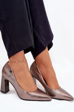 Damskie Buty damskie Vinceza Czółenka Damskie Na Słupku Vinceza 62252 Grafitowe