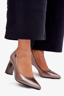 Damskie Buty damskie Vinceza Czółenka Damskie Na Słupku Vinceza 62252 Grafitowe