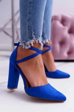 Boto Czółenka Zamszowe|Czółenka Na Słupku*Czółenka Damskie Na Słupku W Szpic Niebieskie High Traffic