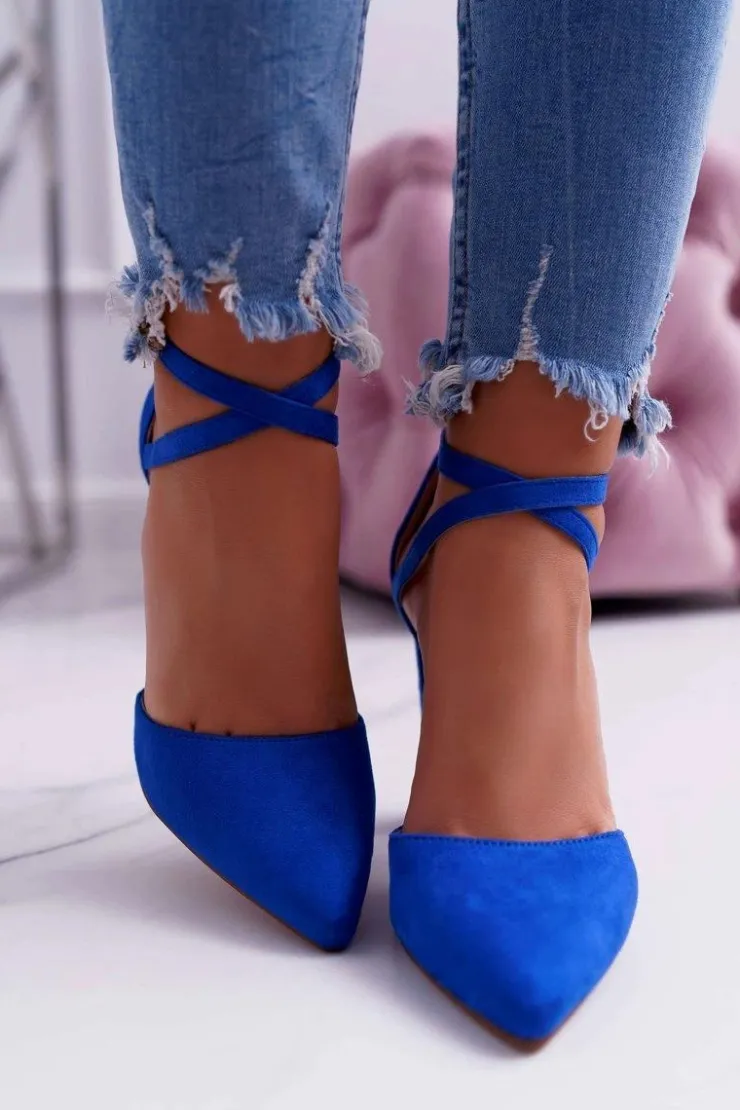 Boto Czółenka Zamszowe|Czółenka Na Słupku*Czółenka Damskie Na Słupku W Szpic Niebieskie High Traffic