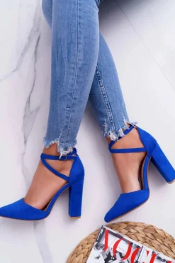 Boto Czółenka Zamszowe|Czółenka Na Słupku*Czółenka Damskie Na Słupku W Szpic Niebieskie High Traffic