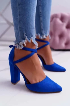 Boto Czółenka Zamszowe|Czółenka Na Słupku*Czółenka Damskie Na Słupku W Szpic Niebieskie High Traffic