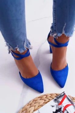 Boto Czółenka Zamszowe|Czółenka Na Słupku*Czółenka Damskie Na Słupku W Szpic Niebieskie High Traffic