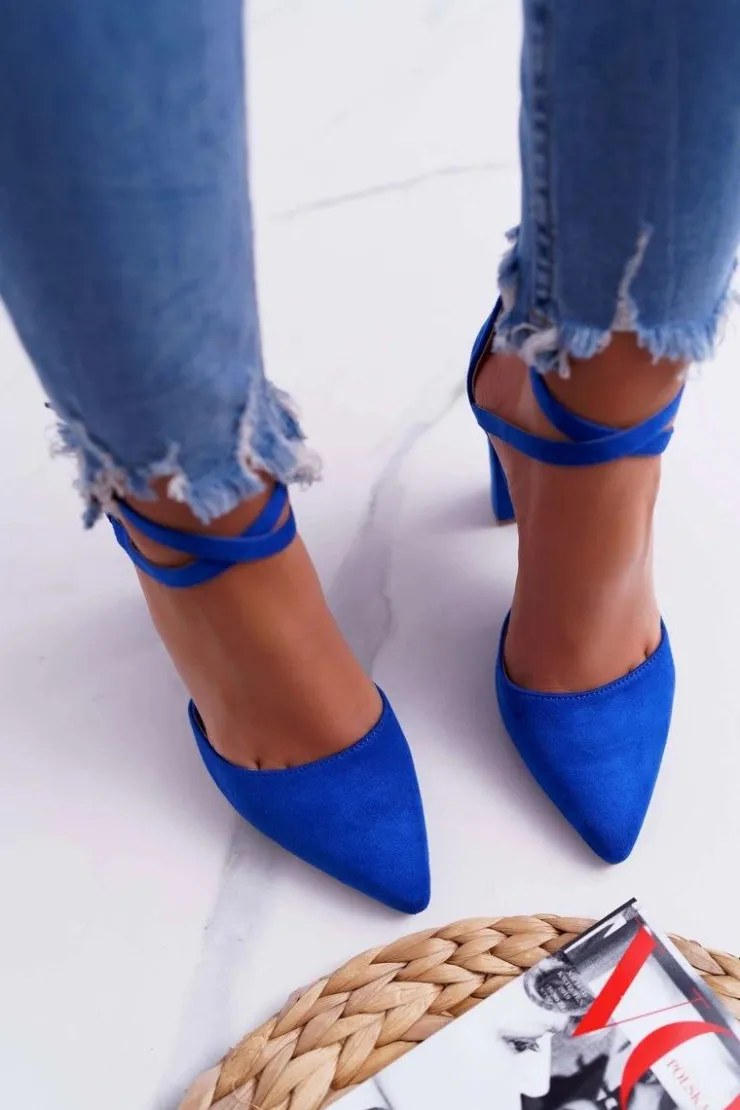 Boto Czółenka Zamszowe|Czółenka Na Słupku*Czółenka Damskie Na Słupku W Szpic Niebieskie High Traffic