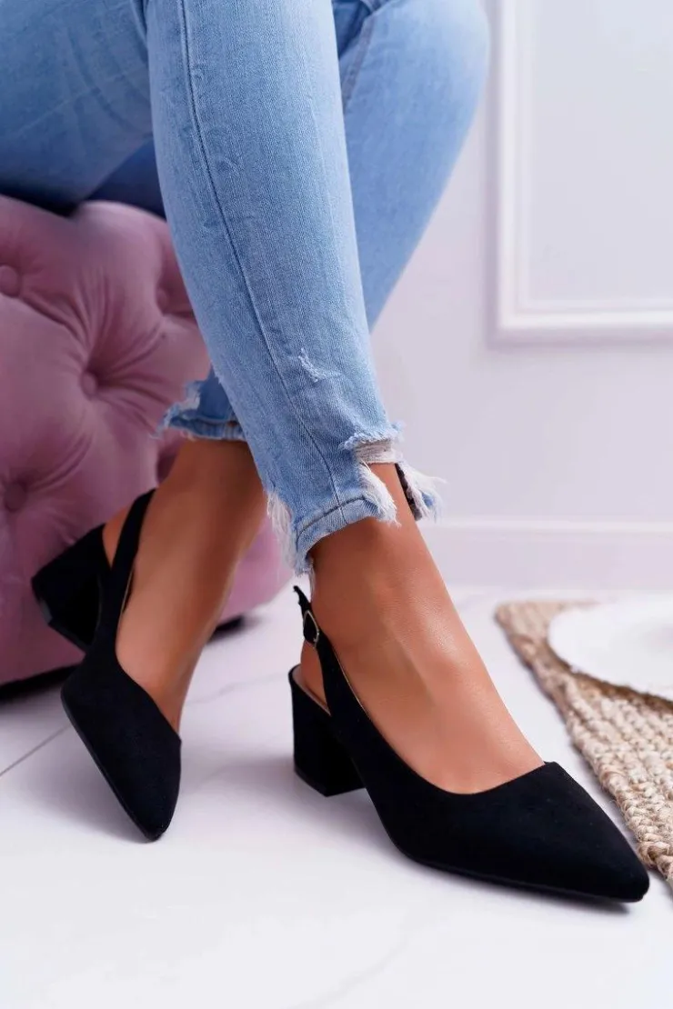 Boto Czółenka Zamszowe|Czółenka Na Słupku*Czółenka Damskie Na Słupku W Szpic Czarne Contrail