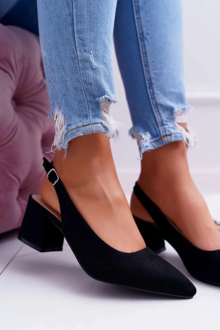 Boto Czółenka Zamszowe|Czółenka Na Słupku*Czółenka Damskie Na Słupku W Szpic Czarne Contrail